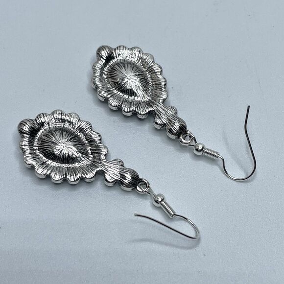 Stunning Silver Tone AB Purple Glass Rhinestone Teardrop Earrings Statement Boho - Picture 3 of 7